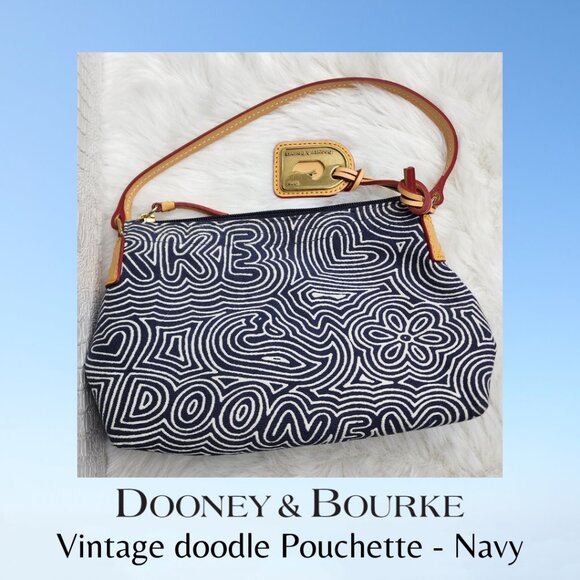 Vintage Dooney and Bourke Doodle Pouchette - Navy - Picture 2 of 3